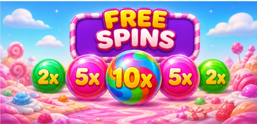 Sweet Bonanza free spins çarpan topları